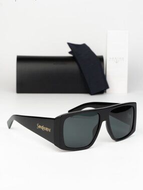 Saint Laurent Women Sunglasses Black Grey Square SL832 001 NEW AUTHENTIC